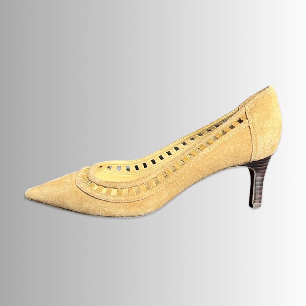 Franco Sarto Nude Diane LP Leather Upper 2.5” Heel Cut Out Heels, Size 8 - Picture 3 of 9